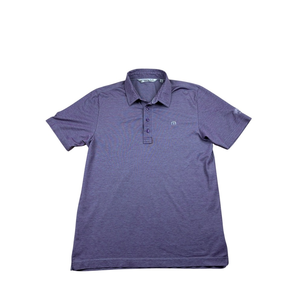TravisMathew Mens Medium Purple Heathered Pima Cotton Big Spring Golf Polo Shirt